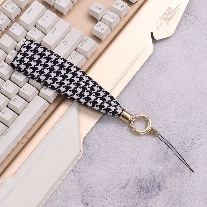 Cordón de tela para celular o multiusos pata de gallo Negro