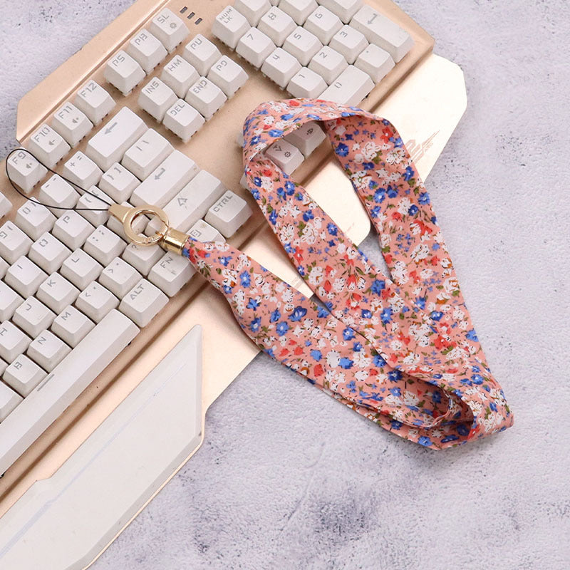 Cordón de tela para celular o multiusos Peonía rosa